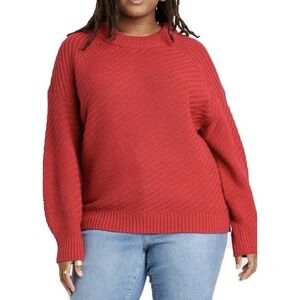 Universal Thread Red Textured Knit Sweater XXL Oversized Chunky Cozy Crewneck